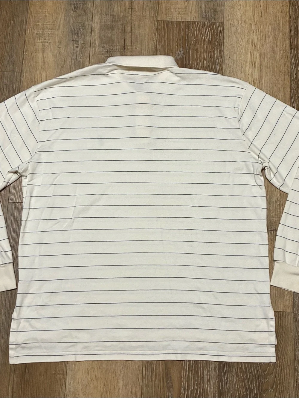 Vtg Polo Ralph Lauren Rugby Striped Long Sleeve Polo Shirt Mens XL Cream 90s Y2K